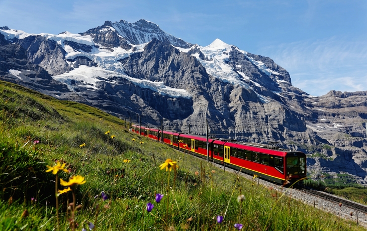 mit der Jungfraubahn vom Jungfraujoch zur Kleinen Scheidegg im Berner Oberland - © AaronPlayStation - stock.adobe.com