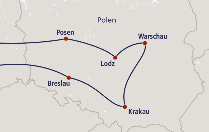 Metropolen in Polen Routenkarte