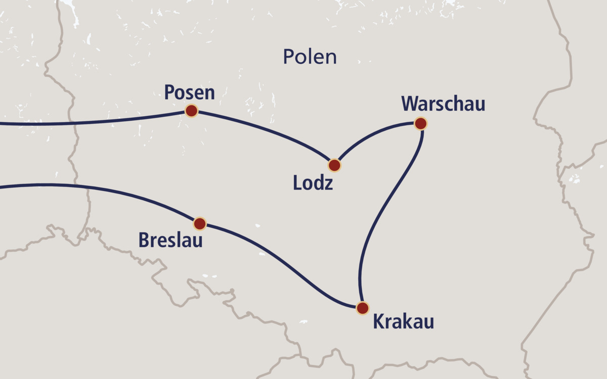 Metropolen in Polen Routenkarte